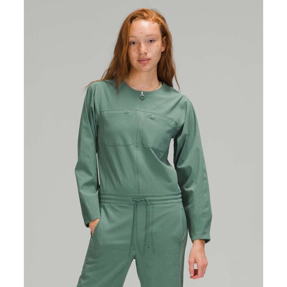 LULULEMON Ventlight Zippered Full Length Jumpsuit Tidewater Teal NWT Sz 8 - Picture 1 of 8
